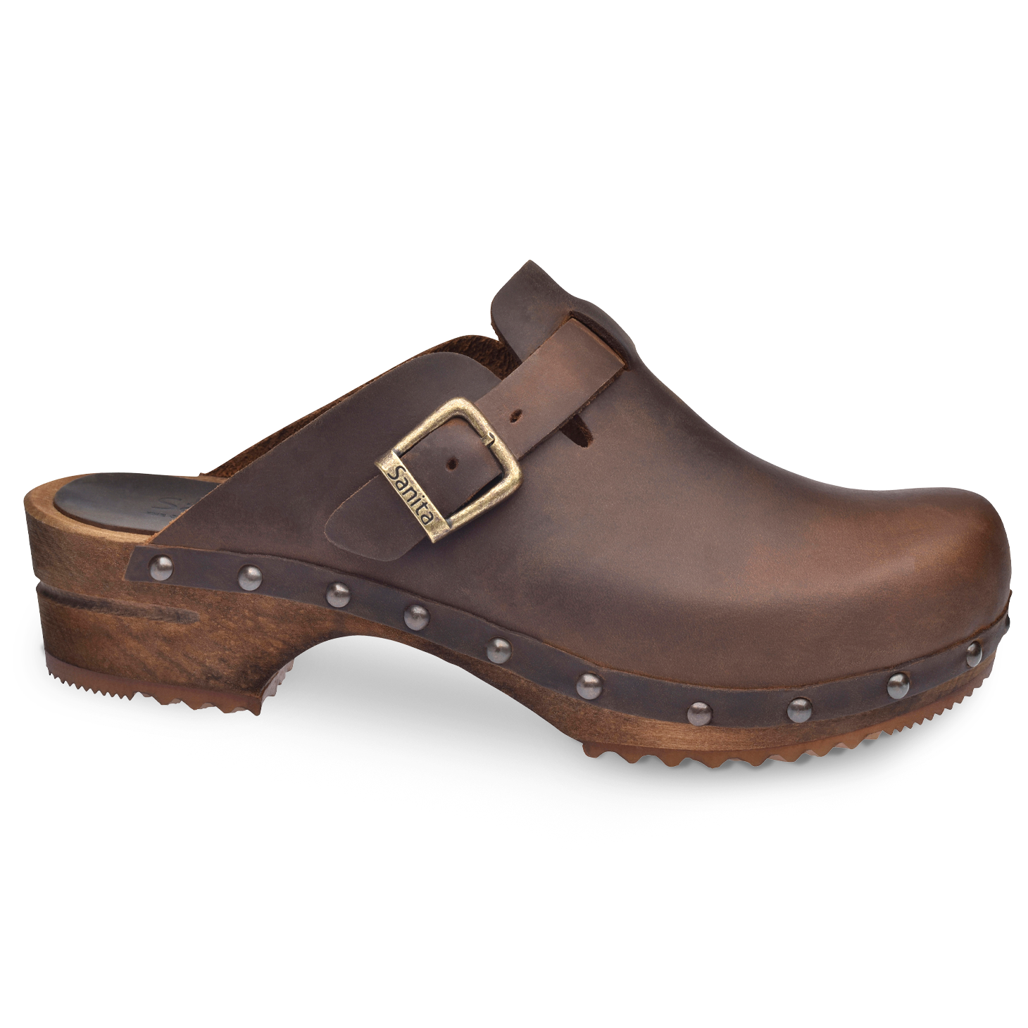 Kristel Women's Wood Clog in Antique Brown Sanita