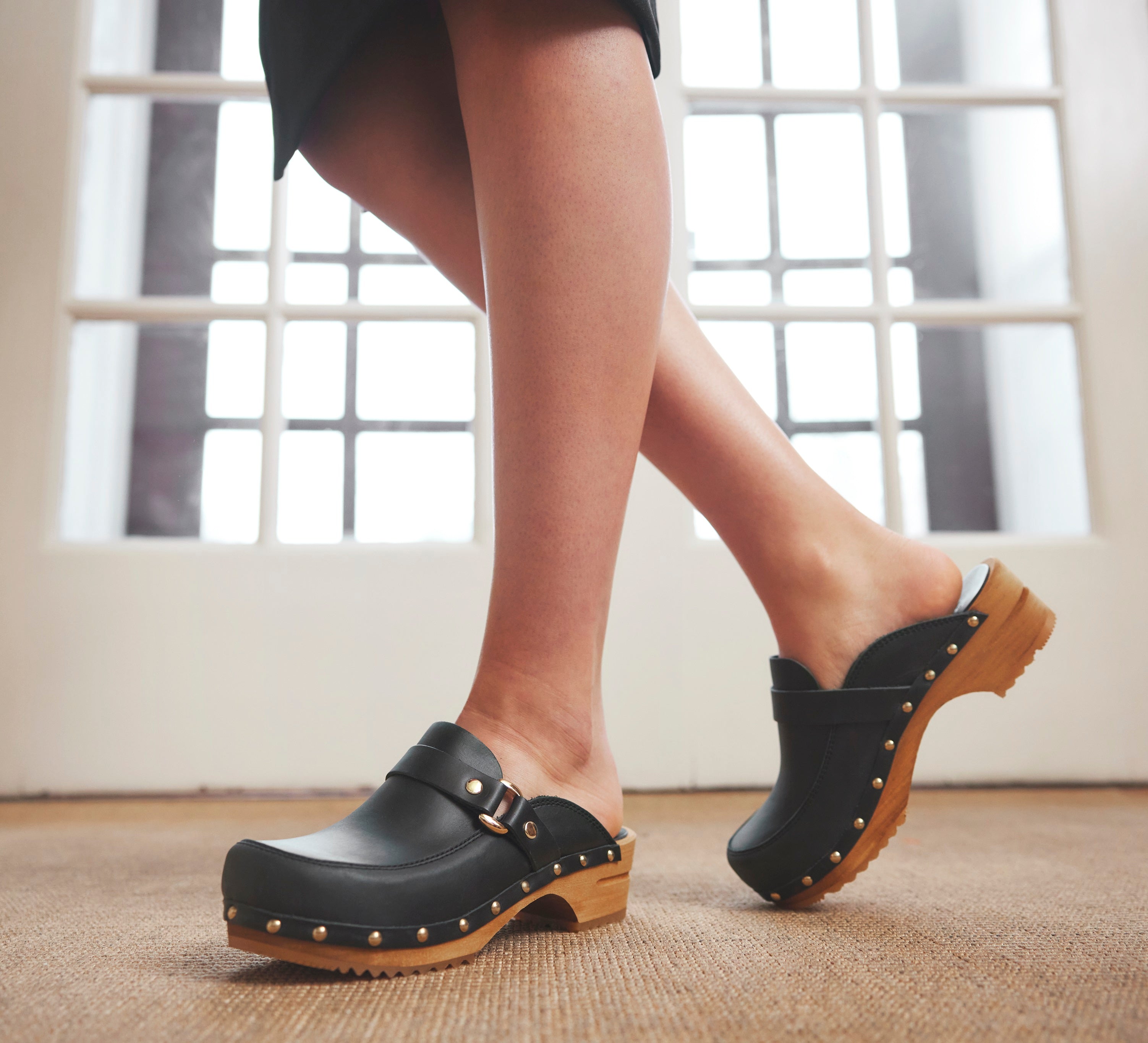 Lillen Women's Wood Clog in Black Sanita - Main Image