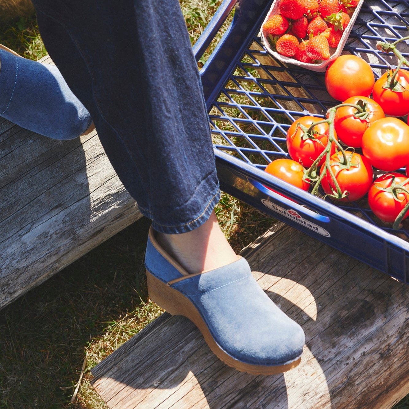 Sanita blue Grey suede clogs Sanita Nina 471106 Suede Clog Strada Shoes Northampton, MA main image 2