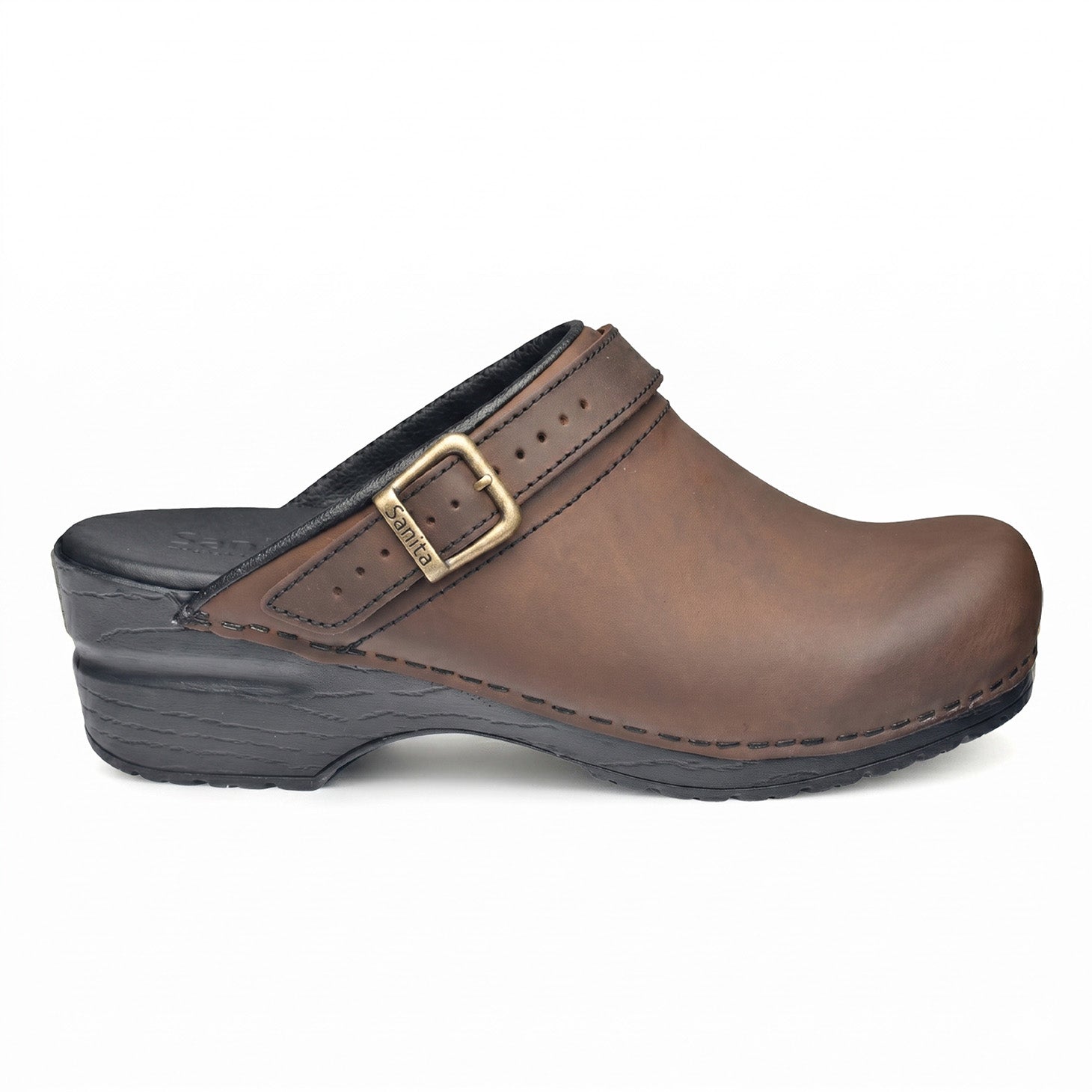 Sanita Morse Women's Clog in Antique Brown Open Back Clog