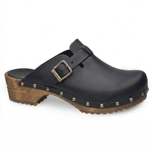 Sanita Kristel Women's Wood Clog in Black Open Back Clog