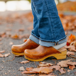 Sanita Melissa Women's Wood Clog in Cognac Open Back Clog