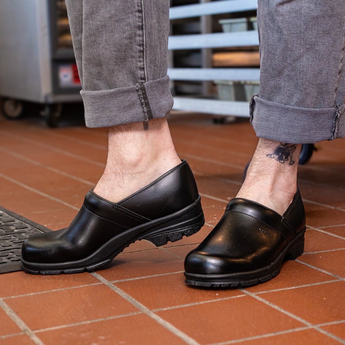 Sanita David PU Men's Safety Clog in Black Closed Back Clog