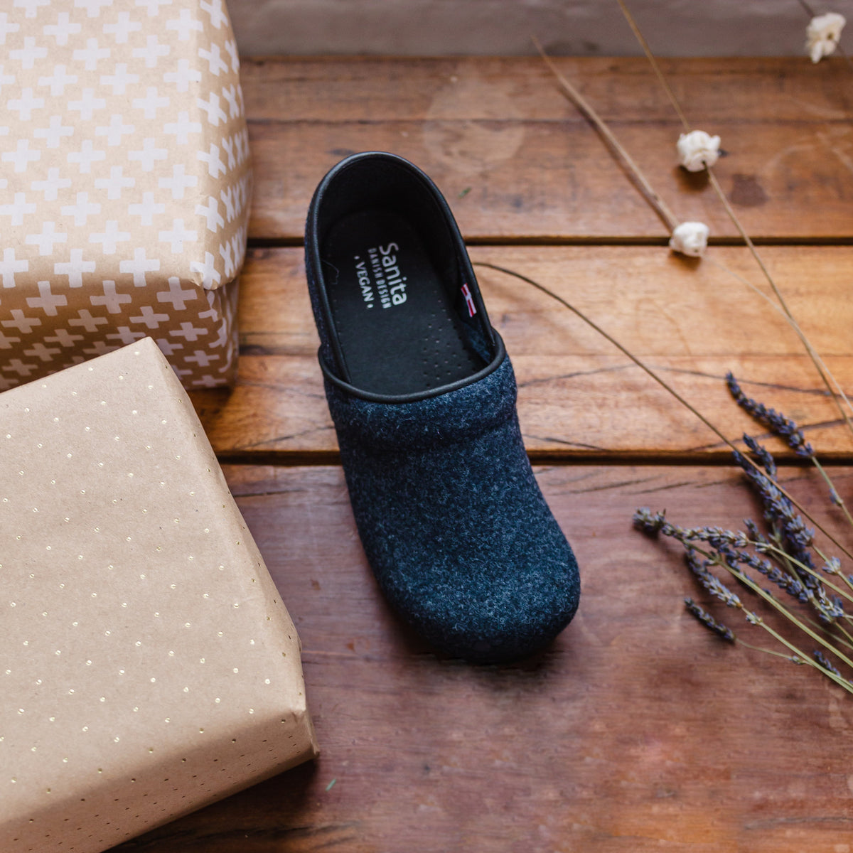 Sanita Ava Women&#39;s Vegan Clog in Navy Closed Back Clog