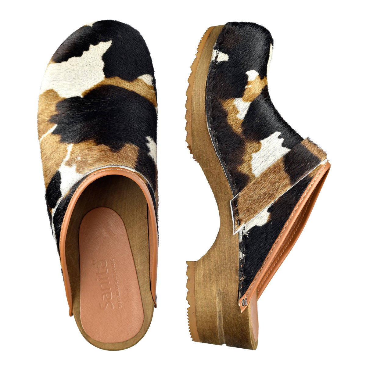 Sanita Caroline Women&#39;s in Cognac Cow Open Back Clog