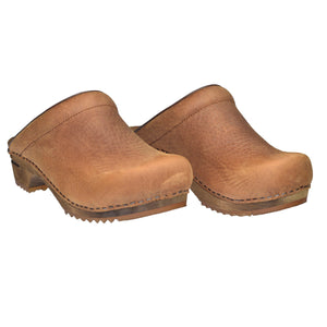 Sanita Chrissy Women&#39;s Wood Clog in Chestnut Open Back Clog