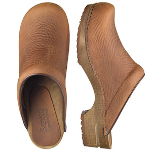 Sanita Chrissy Women&#39;s Wood Clog in Chestnut Open Back Clog