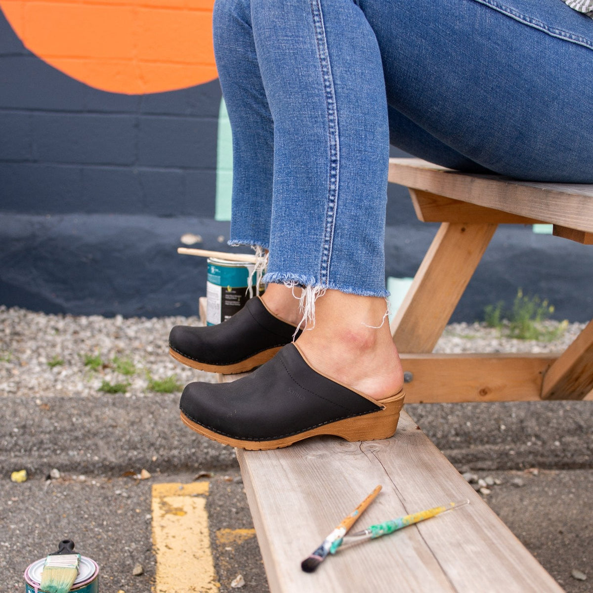 Sanita Ellis Women&#39;s Clog in Black Open Back Clog