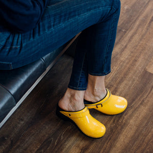 Sanita Estelle Women&#39;s in Yellow Open Back Clog