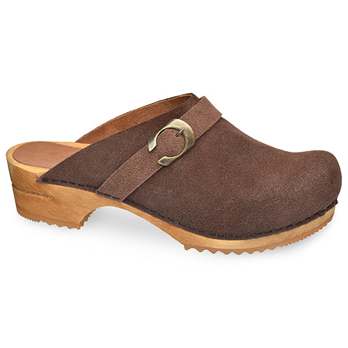 Hedi Women's Wood Clog in Antique Brown | Sanita
