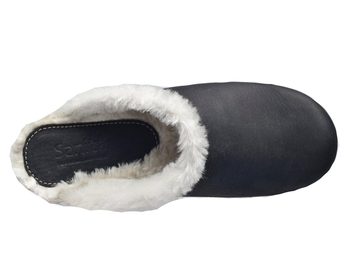 Sanita Hese Women&#39;s Wood Clog in Black Open Back Clog