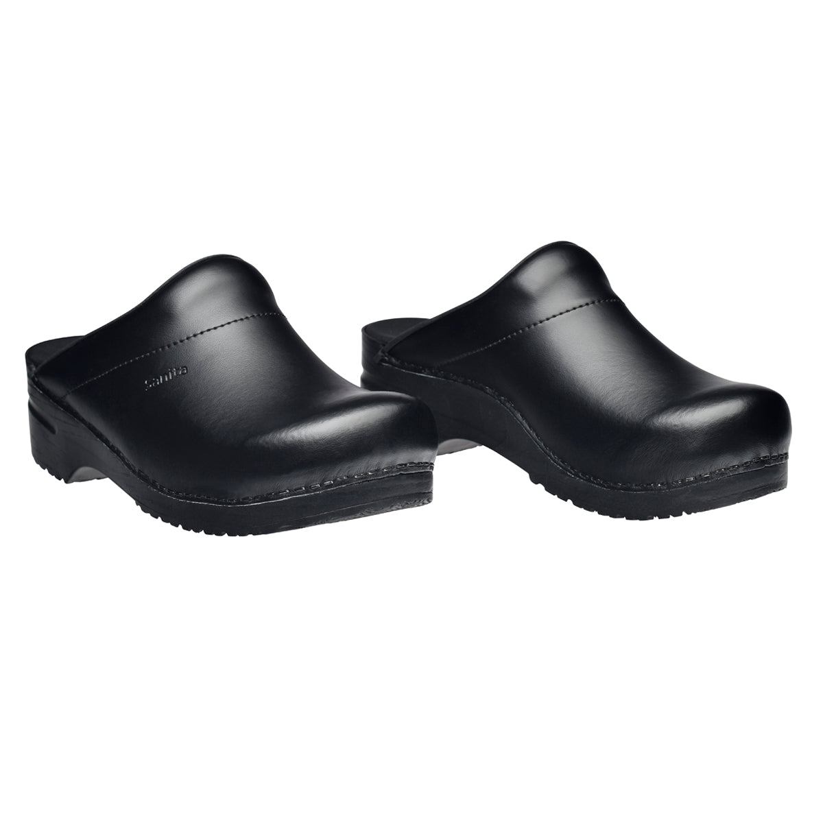 Sanita Karl PU Men&#39;s Clog in Black Open Back Clog