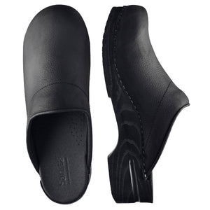 Sanita Karl Textured Oil Men&#39;s in Black Open Back Clog