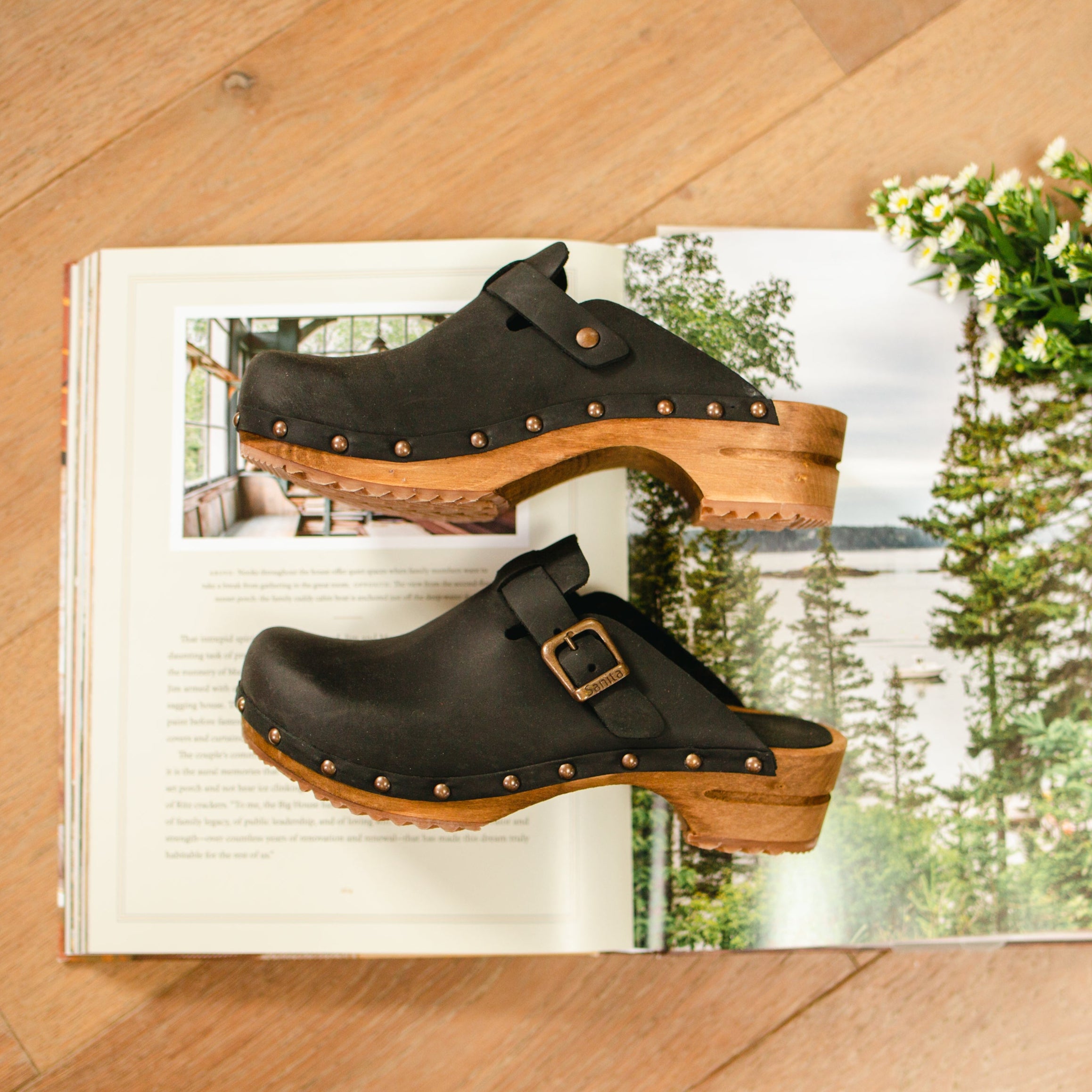 Kristel Women's Wood Clog in Black Sanita