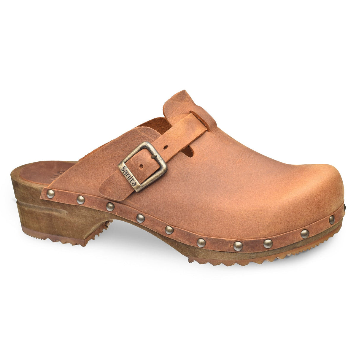 Sanita Kristel Women&#39;s Wood Clog in Chestnut Open Back Clog