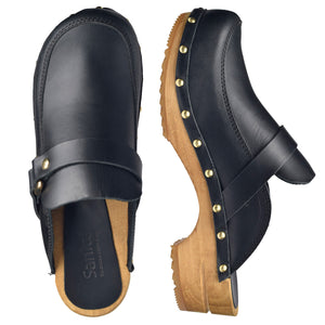 Sanita Lillen Women&#39;s Wood Clog in Black Open Back Clog