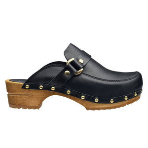 Sanita Lillen Women&#39;s Wood Clog in Black Open Back Clog
