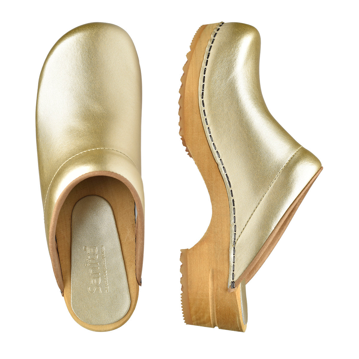 Lotte Women's Wood Clog in Gold - Sanita