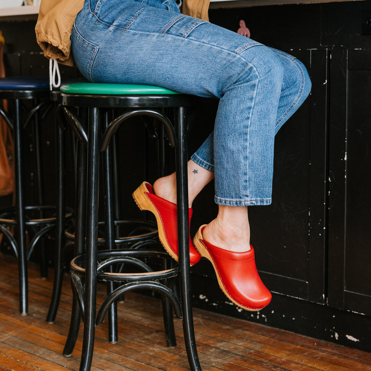 Sanita Lotte Women&#39;s Wood Clog in Red Open Back Clog