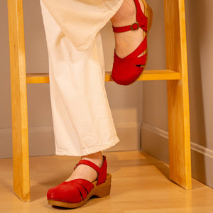 Sanita Margrethe Women&#39;s in Dark Red Sandal