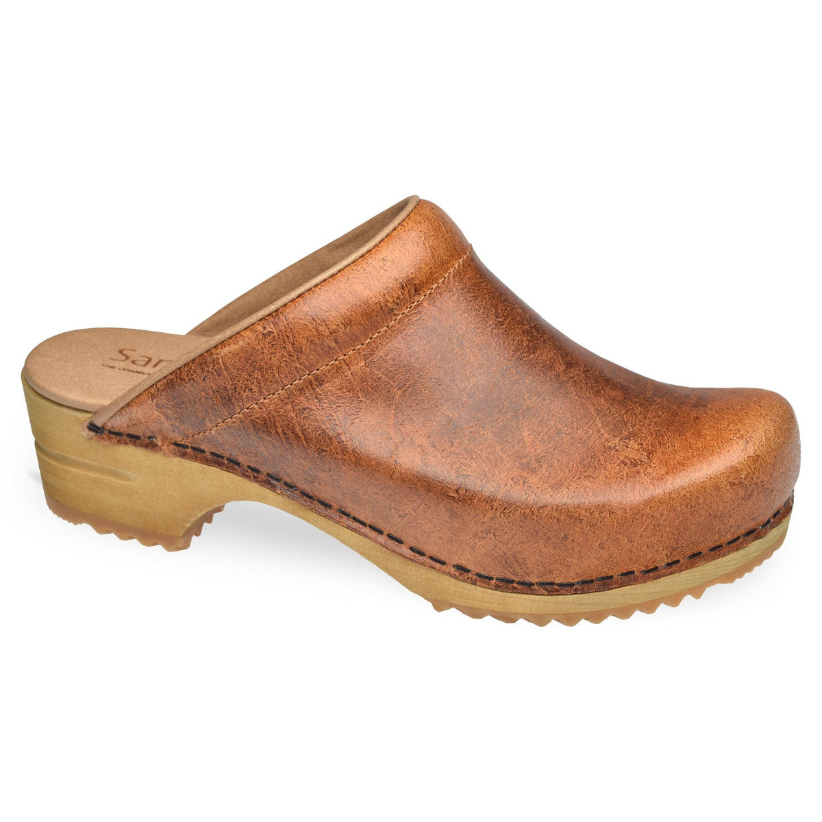 Sanita Melissa Women&#39;s Wood Clog in Cognac Open Back Clog