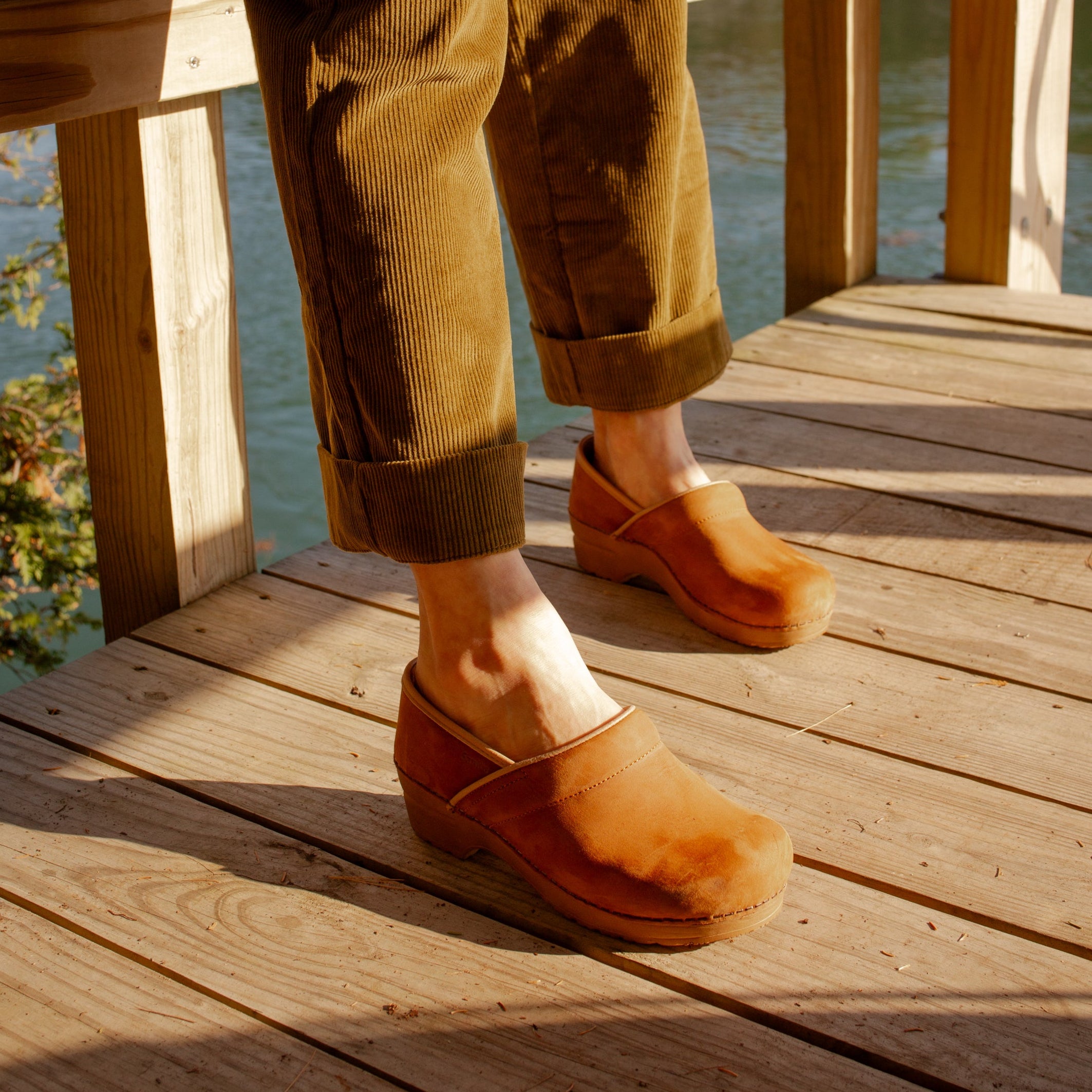 Pro. Oiled Leather Women's Clog in Cognac - Sanita