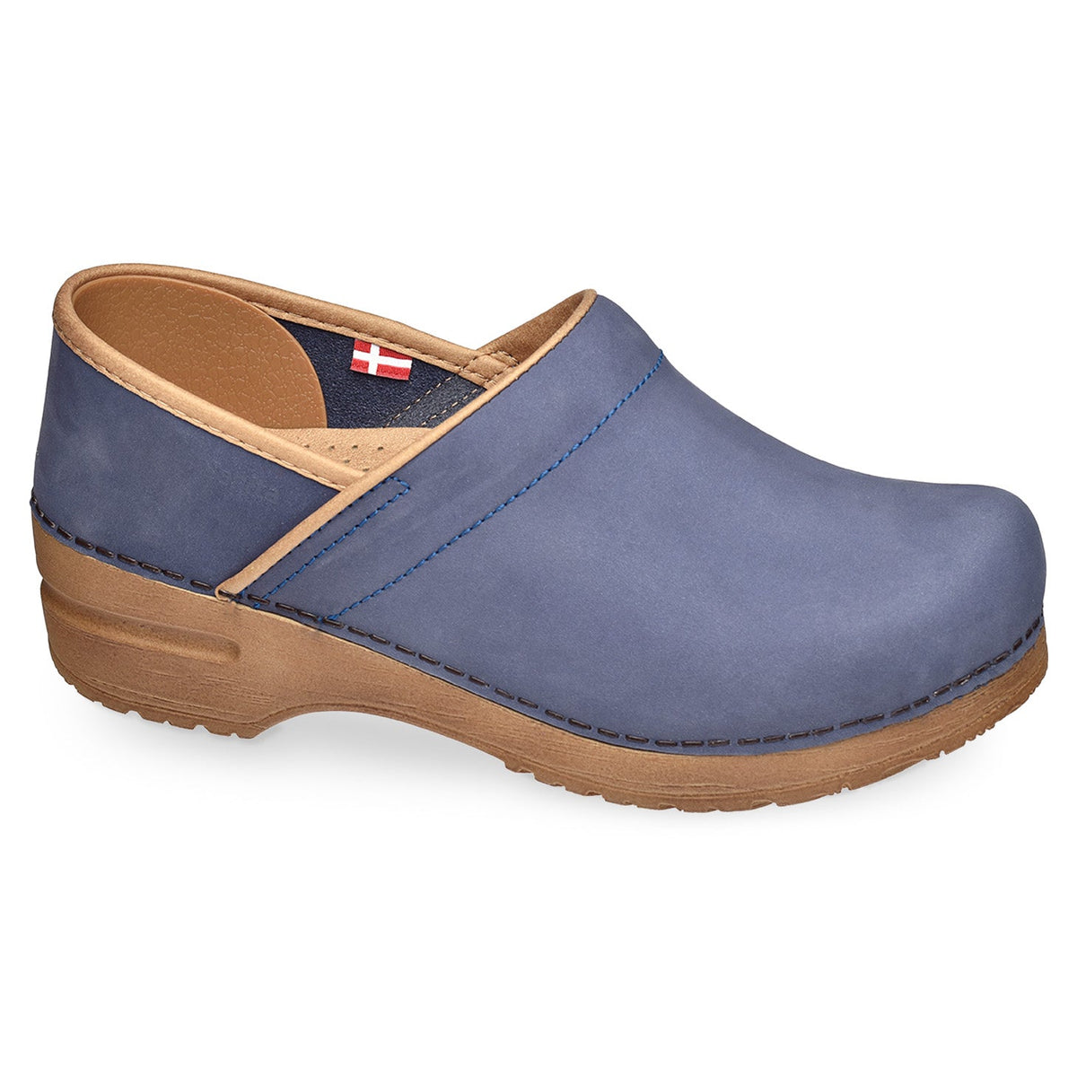 Sanita Pro. Oiled Leather Women&#39;s Clog in Dove Blue Closed Back Clog