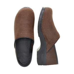 Sanita Pro. Textured Oil Women&#39;s Clog in Antique Brown Closed Back Clog