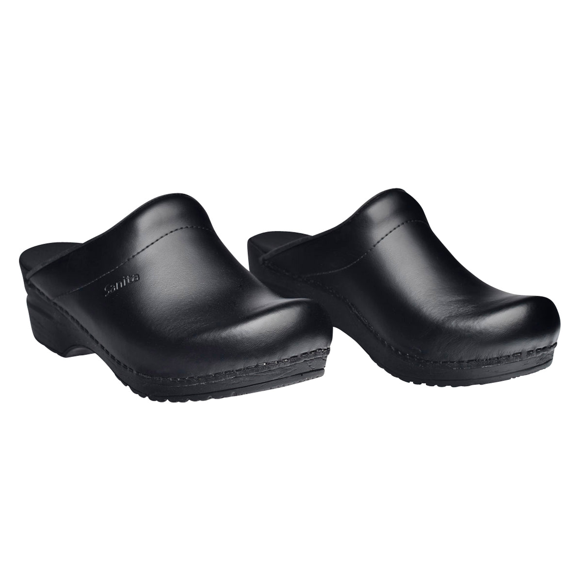 Sanita Sonja PU Women&#39;s Clog in Black Open Back Clog