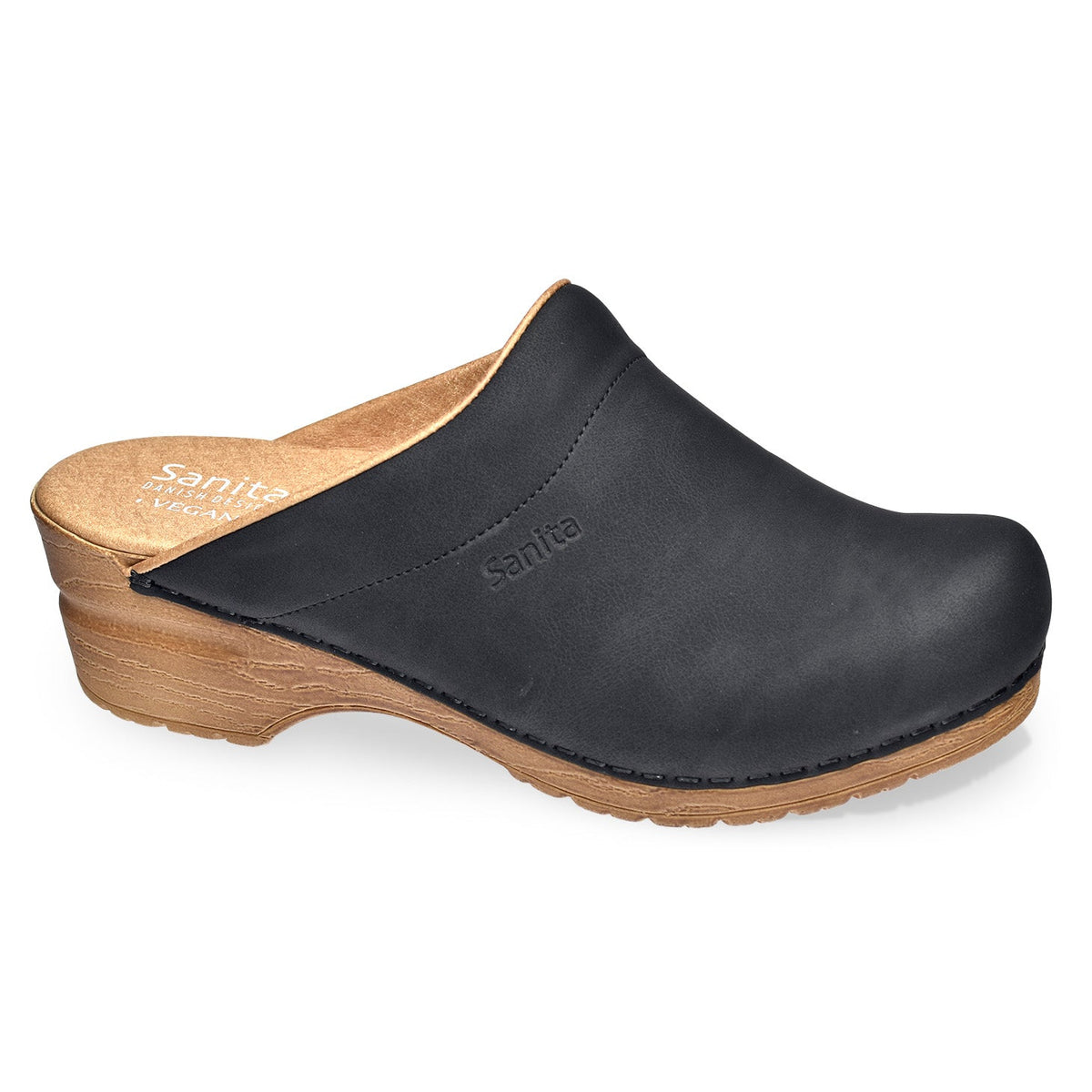Sanita Vegan Ellis Women&#39;s Clog in Black Open Back Clog