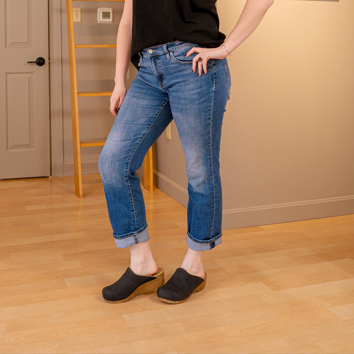 Sanita Vegan Ellis Women&#39;s Clog in Black Open Back Clog