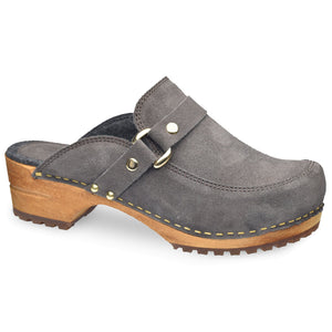 Sanita Lissy Women&#39;s Wood Clog in Antracite Open Back Clog