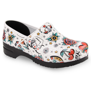 Sanita Rockabilly Unisex in White Closed Back Clog